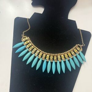 Turquoise and Gold Statement Necklace